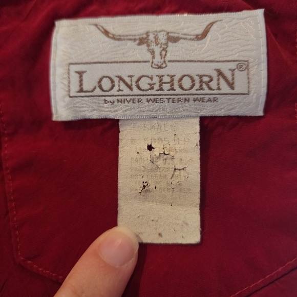 Vintage Longhorn Western Red Silk Shirt Size Small - Picture 5 of 6